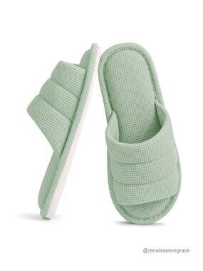 Women Men Waffle Open Toe Slippers Memory Foam Slide Sandals Breathable